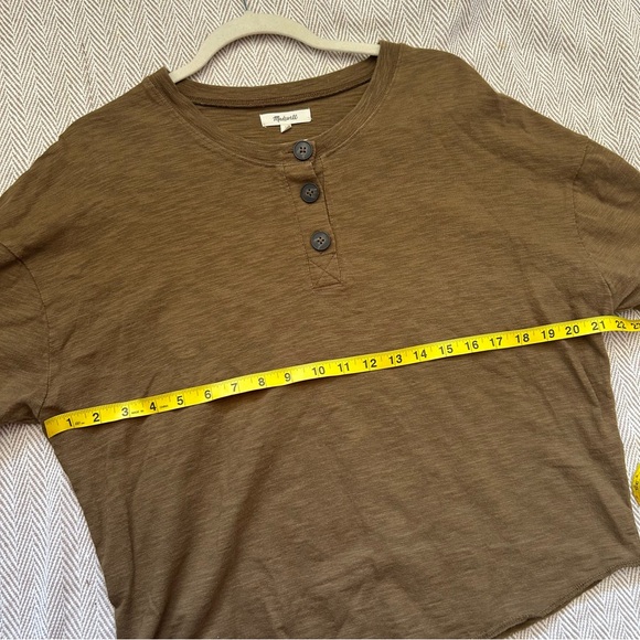 Madwell olive green henley short sleeve crop shirt - Picture 3 of 9